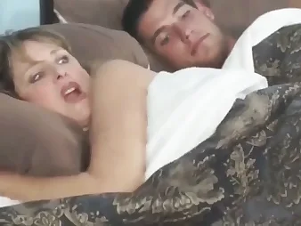 Stepmom and Sofa share a big cock while parcelling bed close to stepson