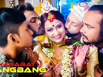 Indian Desi Bhabhi's First-ever Night: Spouse and his gang-fuck accomplice are the ones who matter!