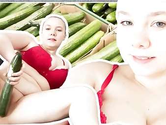 Watch this molten teeny get her taut pussy pulverized by a monstrous cucumber!
