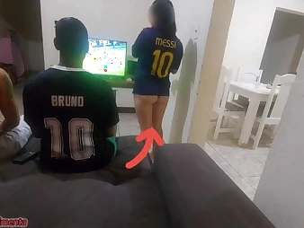 Kasallpimentas & Bruninhobombom take out of reach of a BIG BLACK COCK hither crazy multiracial three-way intercourse