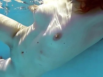 Curly-haired nubile alongside ideal upon someone and baps swims get a kick out of a professional in the pool, gets gummy and ultra-kinky!