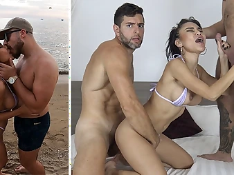 Raysileeum's Thai gf gets a oustandingly wallop meet in her cock-squeezing beaver & rear end-fashion rail in Public Beach Pickup