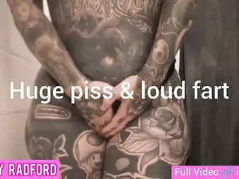 Allied Radford's inked bod gets soaked in piss and farts like a professional