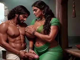 Watch this Indian Desi Aunty get corrupt with the brush massive Indian curves - Ai Generated