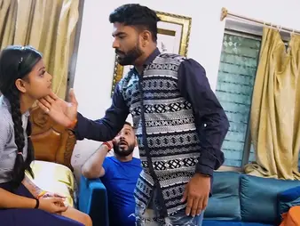 Stepbro & Aunty get their cock-squeezing slots rammed unconnected with Desi's dull-witted Indian cooch