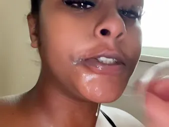 Ebony princess near big tits together with ass tries out a 10-inch hard-on for a facial