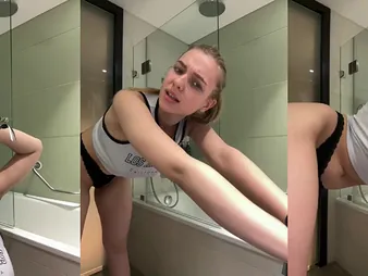 Hot school girl with upfront big pair gets a hot shower to play with their way covetous pussy